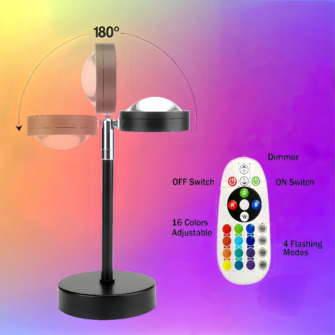 Sunset Projection Lamp with 16-Color Remote Control for Cozy Rooms