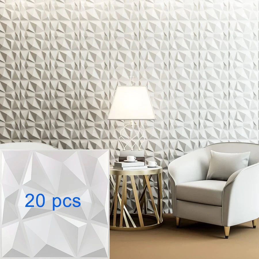 3D Textured PVC Wall Panels – 12 or 20 Square Tiles for Modern Accent Walls, Living Room & Bedroom