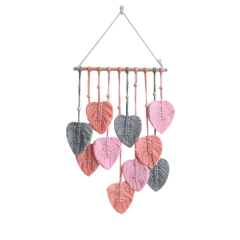Willow Leaf Woven Tapestry Wall Hanging – Nature-Inspired Boho Decor for Living Room or Bedroom, 90x40cm, 3 Colors