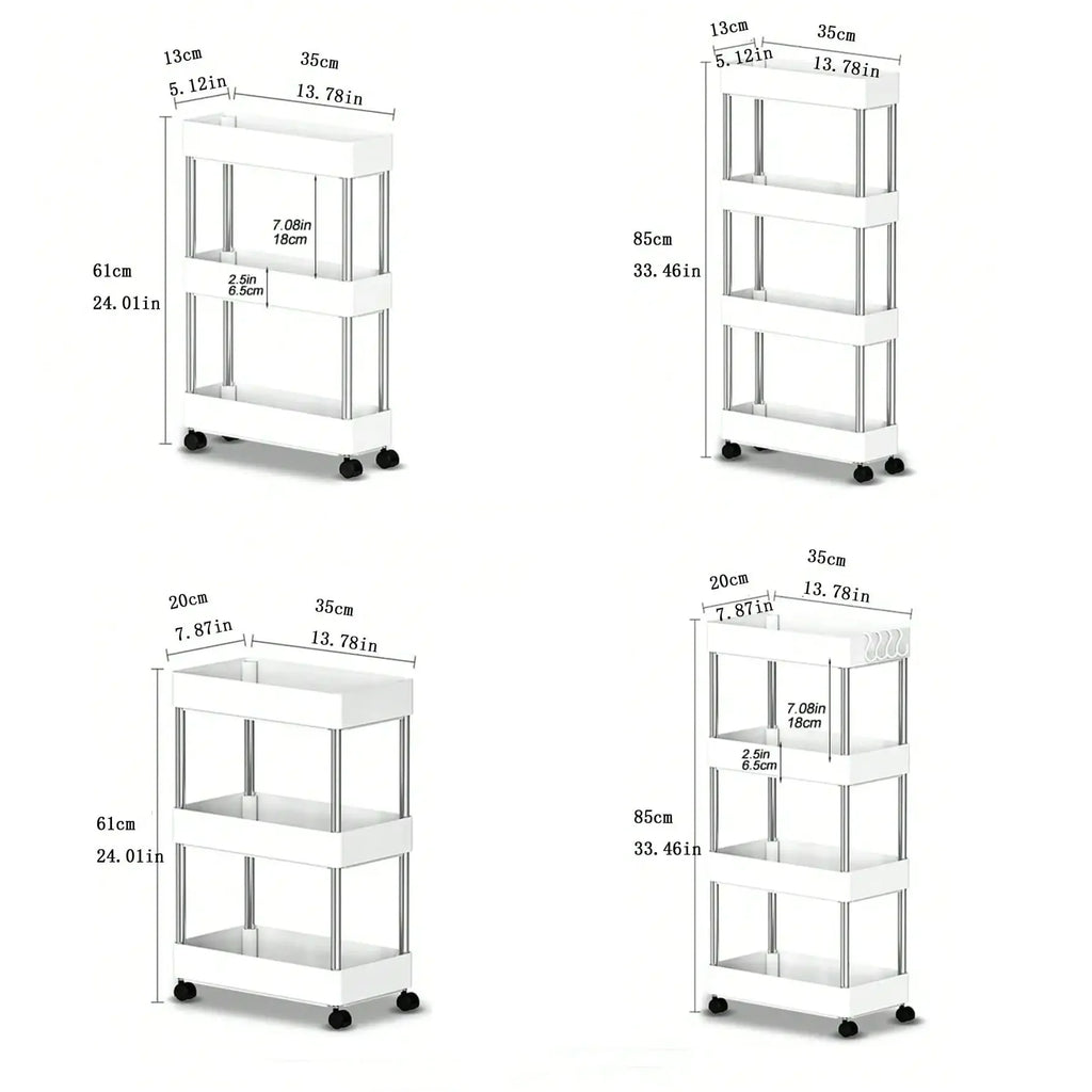 Slim Rolling Storage Cart for Kitchen, Bathroom, or Laundry