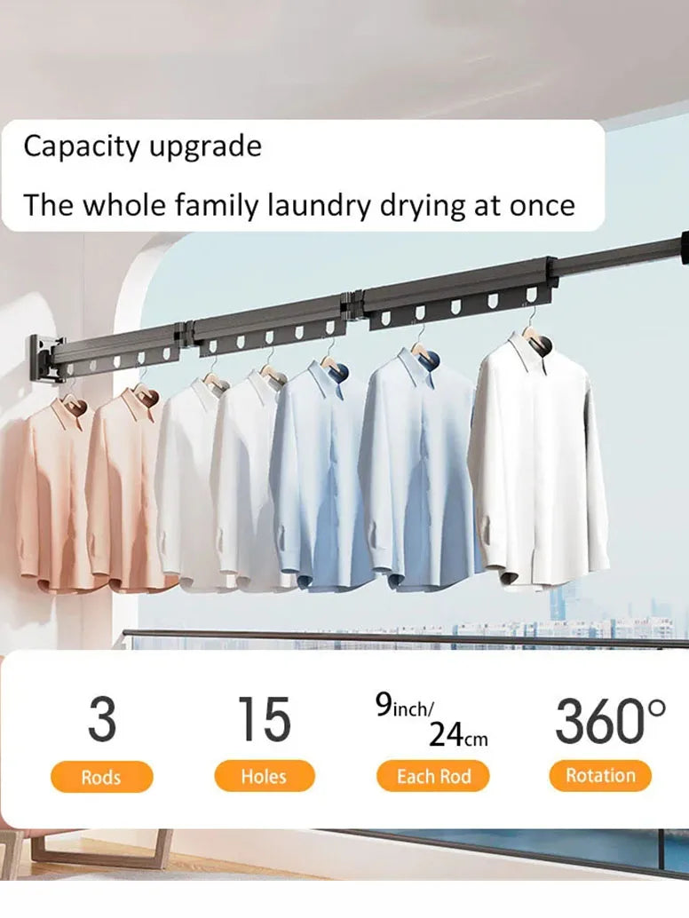 Wall-Mounted Folding Clothes Drying Rack, Aluminum Space Saver