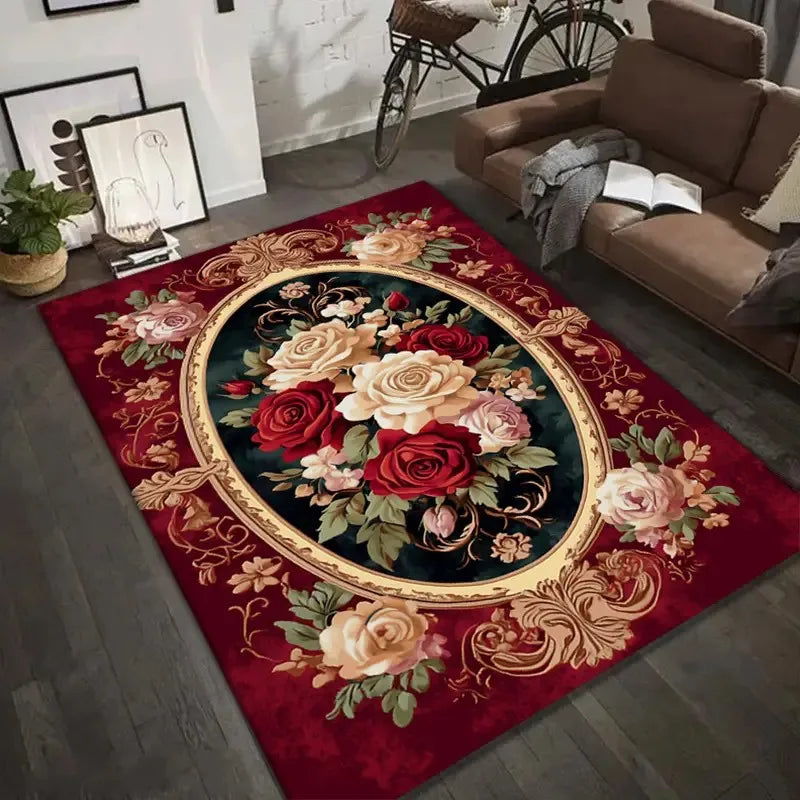 Harper Vintage Floral Area Rug – Machine Washable Living Room & Entryway Mat