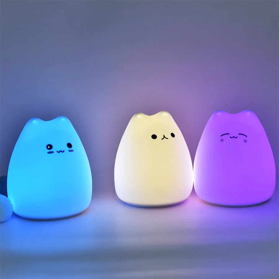 Milo Cat Silicone Night Light with Touch Control – Nursery Table Lamp