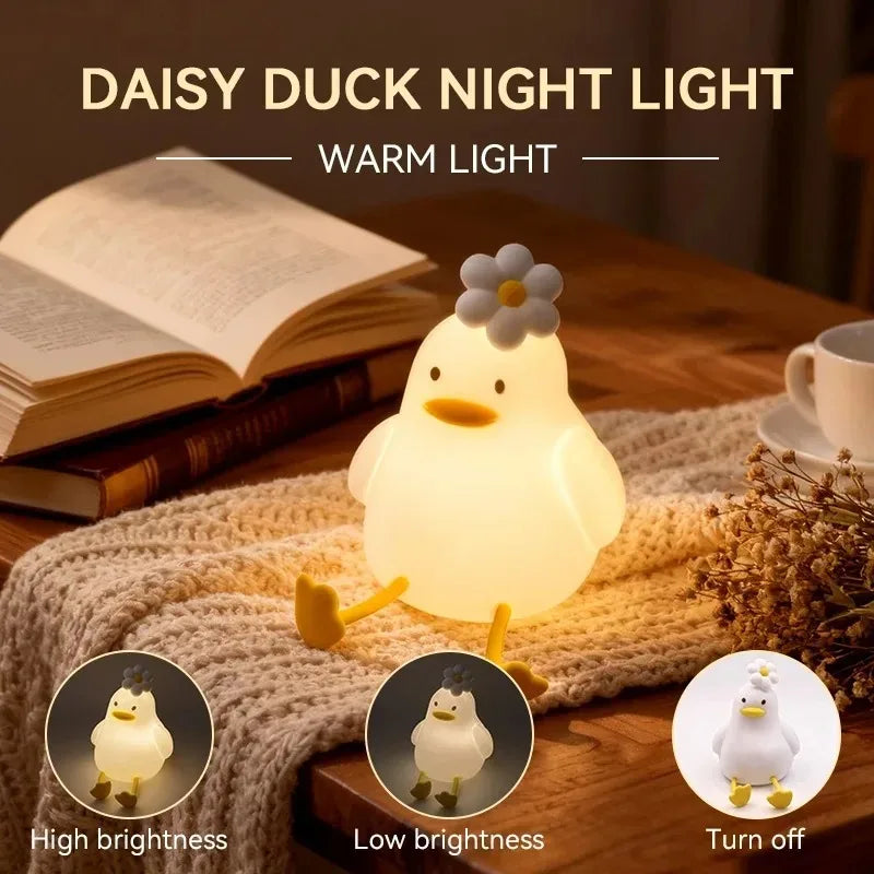 Daisy Duck Silicone Night Light – USB Rechargeable Touch Lamp