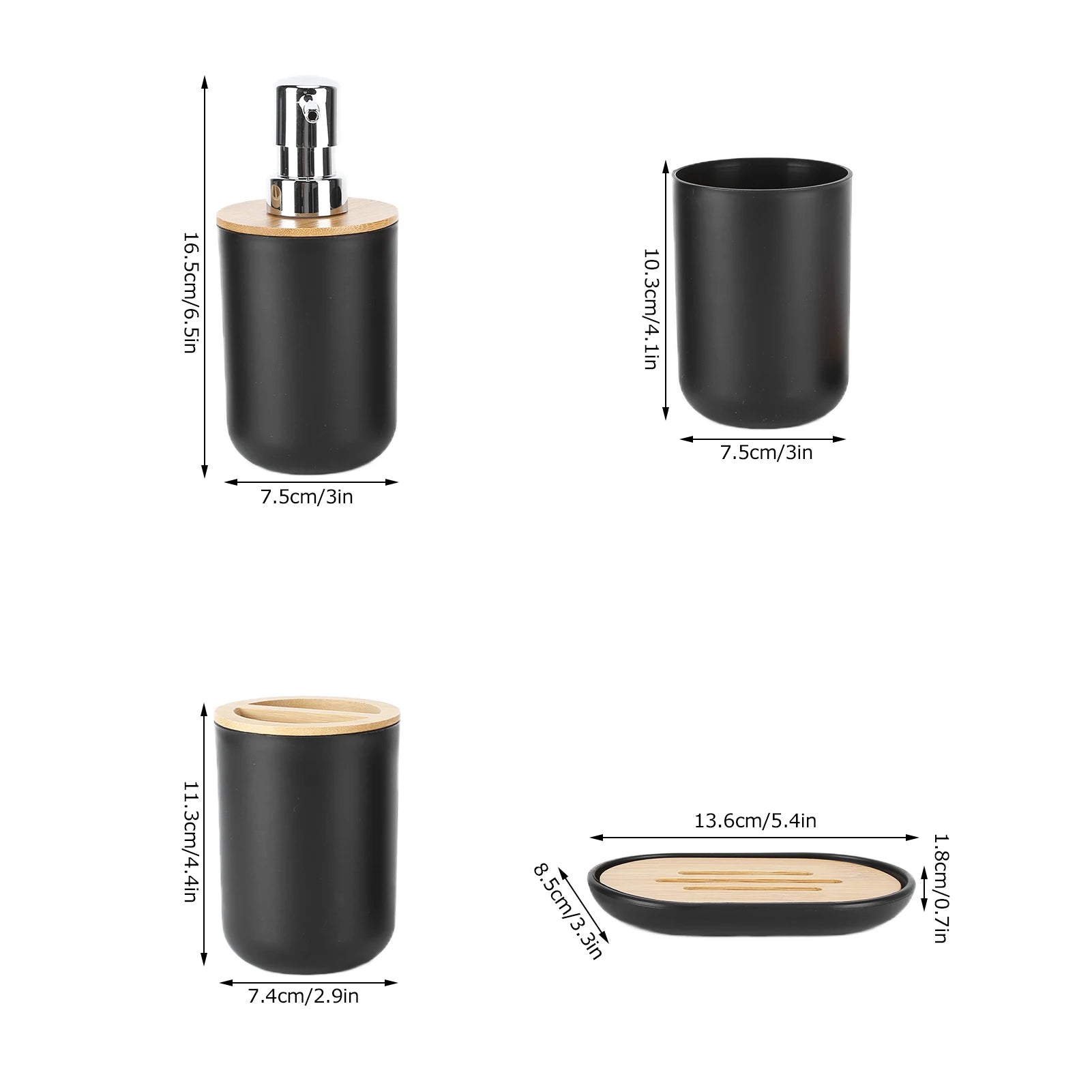 Bamboo & Plastic 4-Piece Bathroom Countertop Set