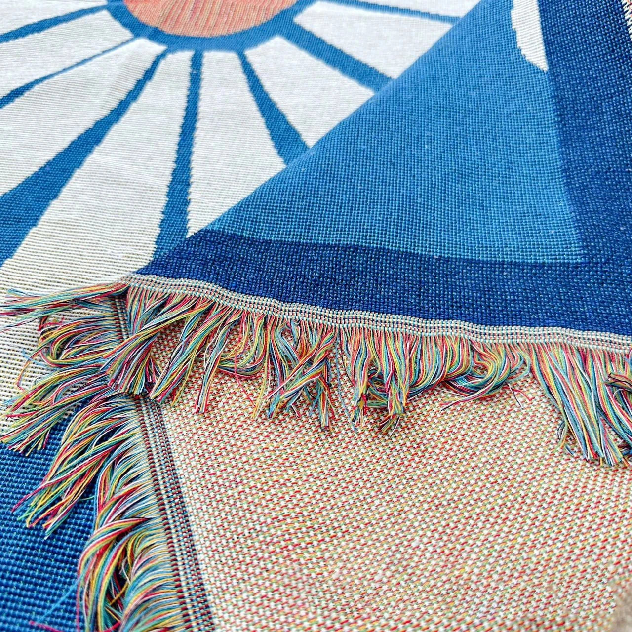 Mizuki Abstract Woven Throw Blanket with Tassels