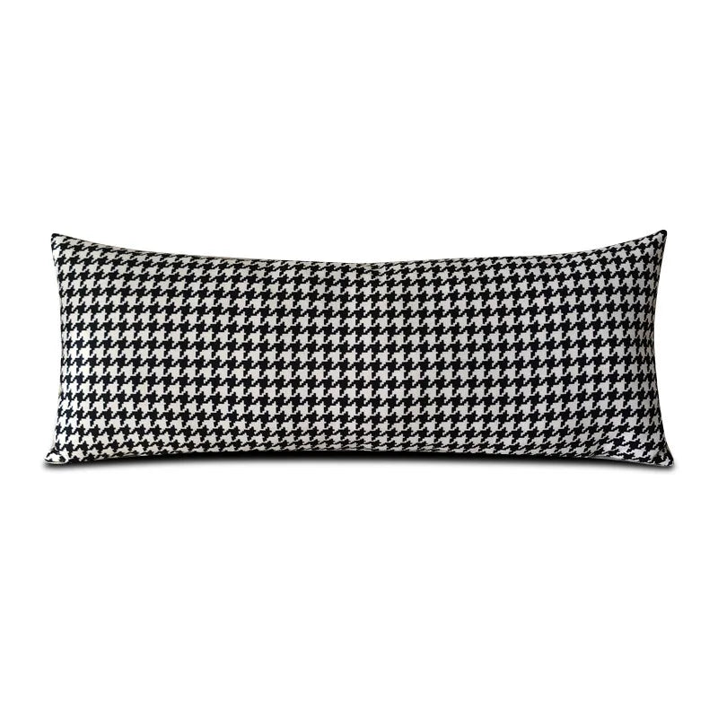 Rowan Rectangular Velvet & Houndstooth Throw Pillow Cover