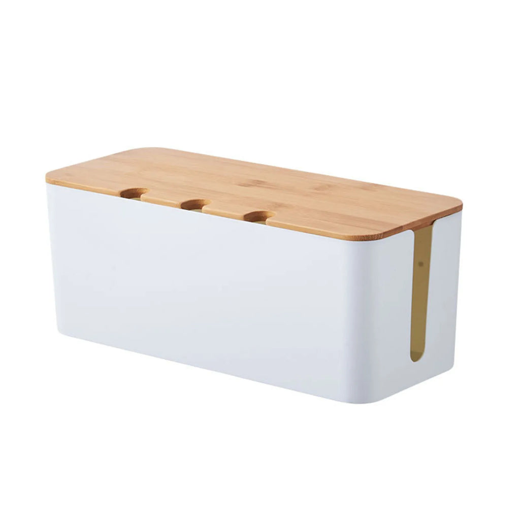 Wooden-Style Cable Management Box with Lid