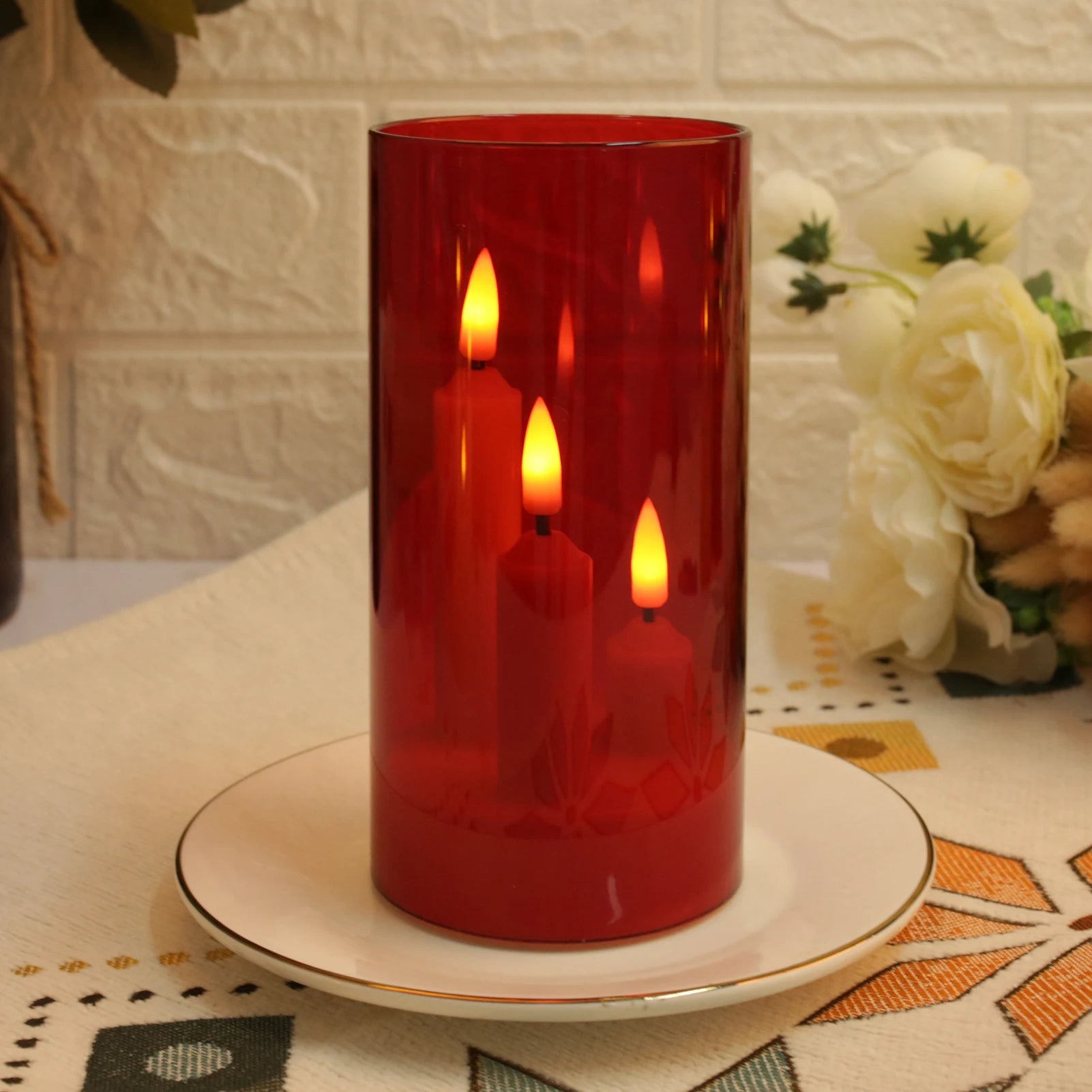 Cyra Cylinder Flameless LED Taper Candle Trio