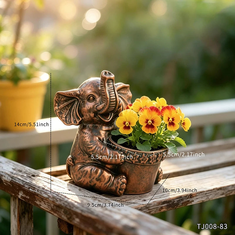 Ellery Elephant Succulent Planter – Resin Decorative Pot