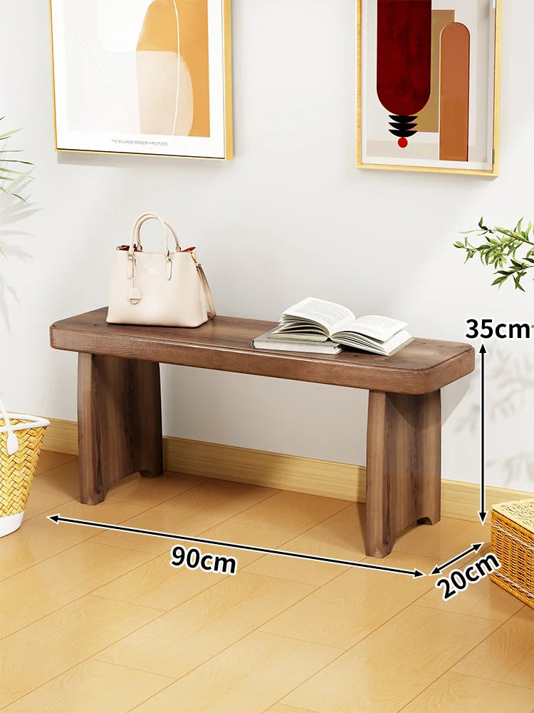 Solid Wood Entryway Bench with Shoe Storage Space, Minimalist Modern Design