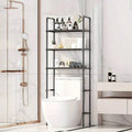 Black Over-Toilet Freestanding Storage Rack with Adjustable Shelves for Bathroom Organization