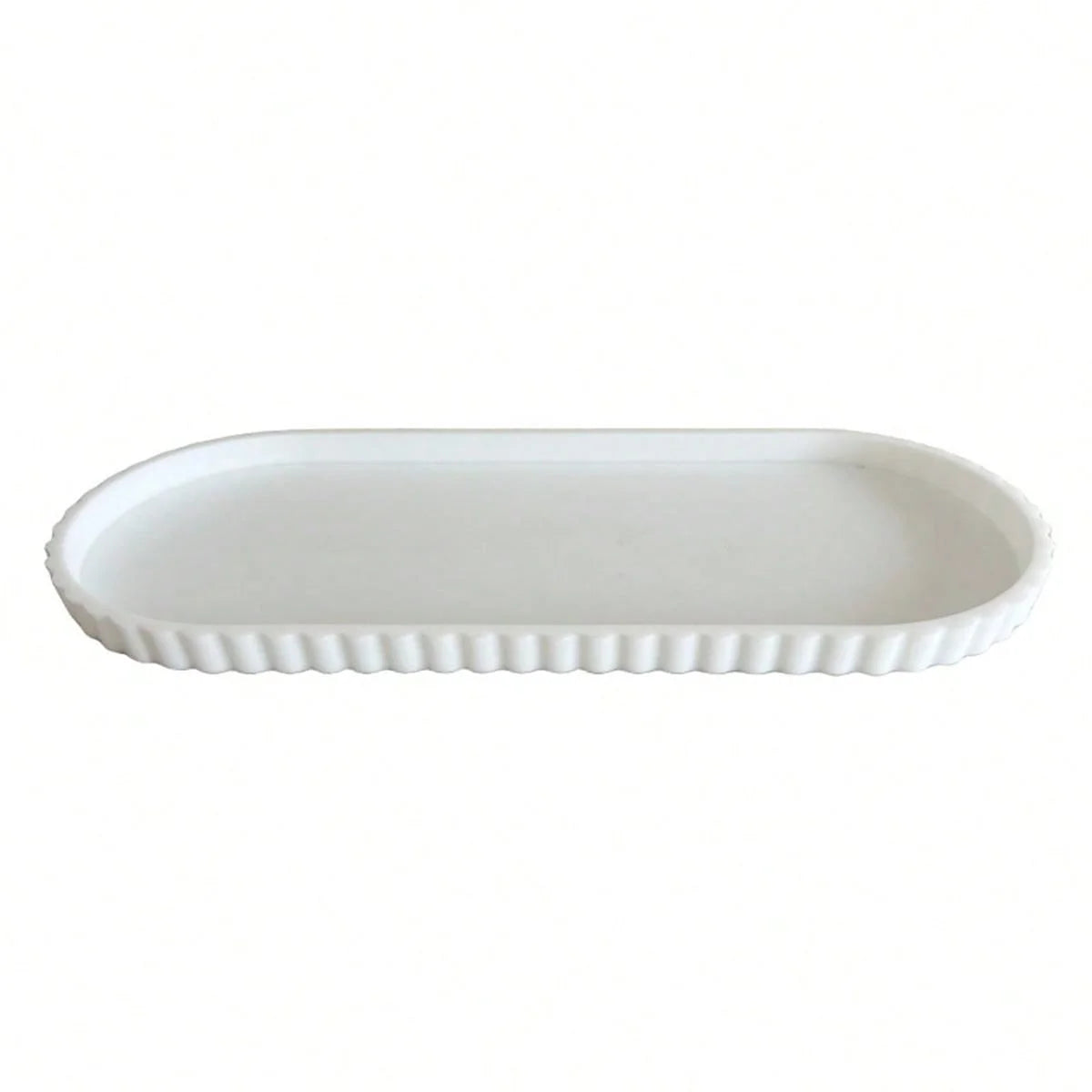 Scalloped Edge Silicone Vanity Tray for Bathroom & Countertop Organization