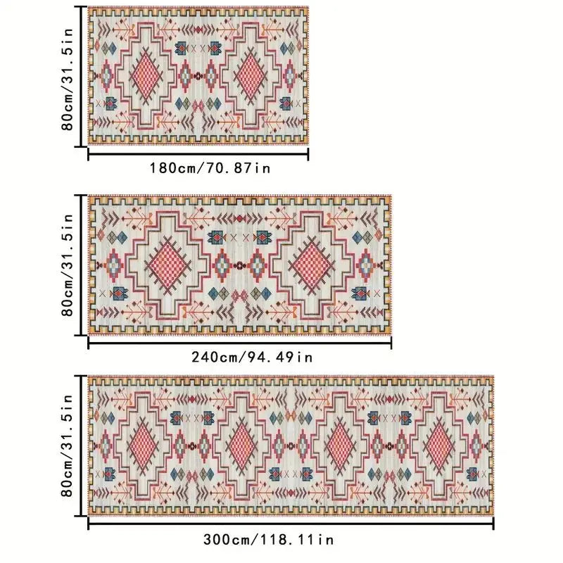 Runner rug size chart showing three available runner lengths