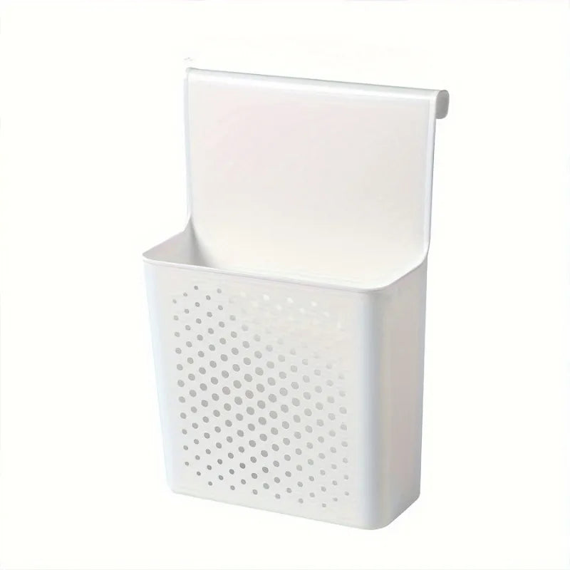 Over-Cabinet White Plastic Storage Basket Organizer for Kitchen & Bathroom Doors