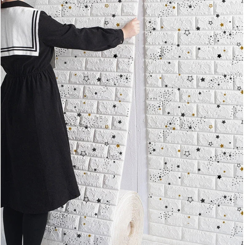 3D Foam Brick Wall Panels – Peel-and-Stick Accent Wallpaper for Living Room, Bedroom, or TV Area