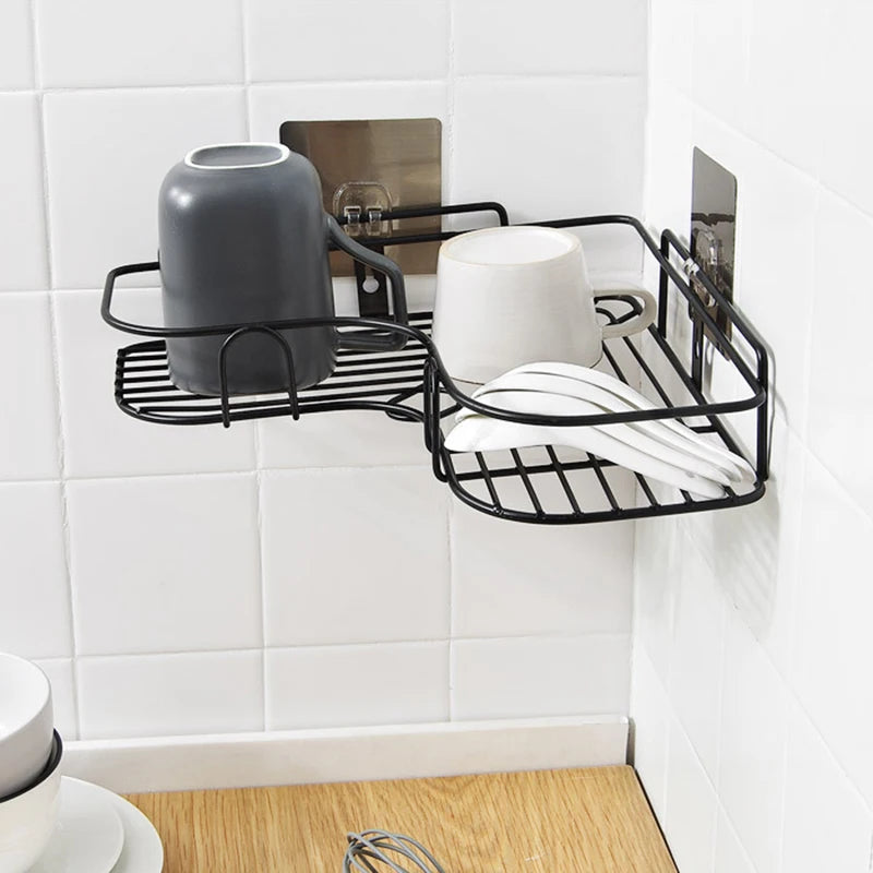 Adhesive Stainless Steel Triangle Corner Shelf for Bathroom or Kitchen Organization