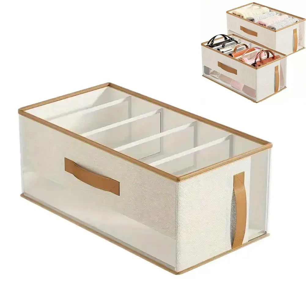 5-Compartment Foldable Closet Purse Organizer with Mesh Window