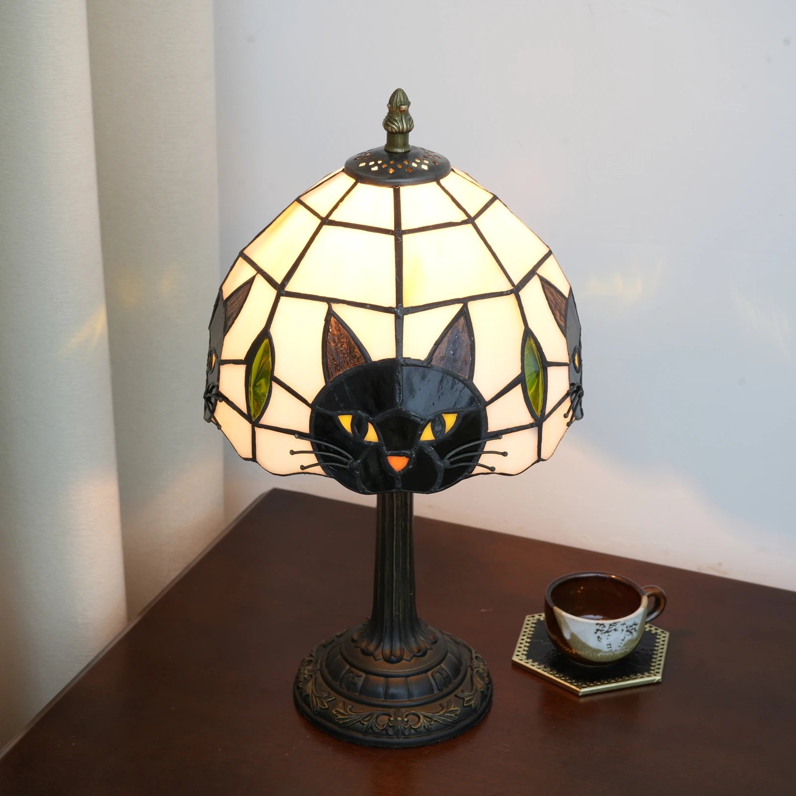 Vivian Stained Glass Cat Table Lamp