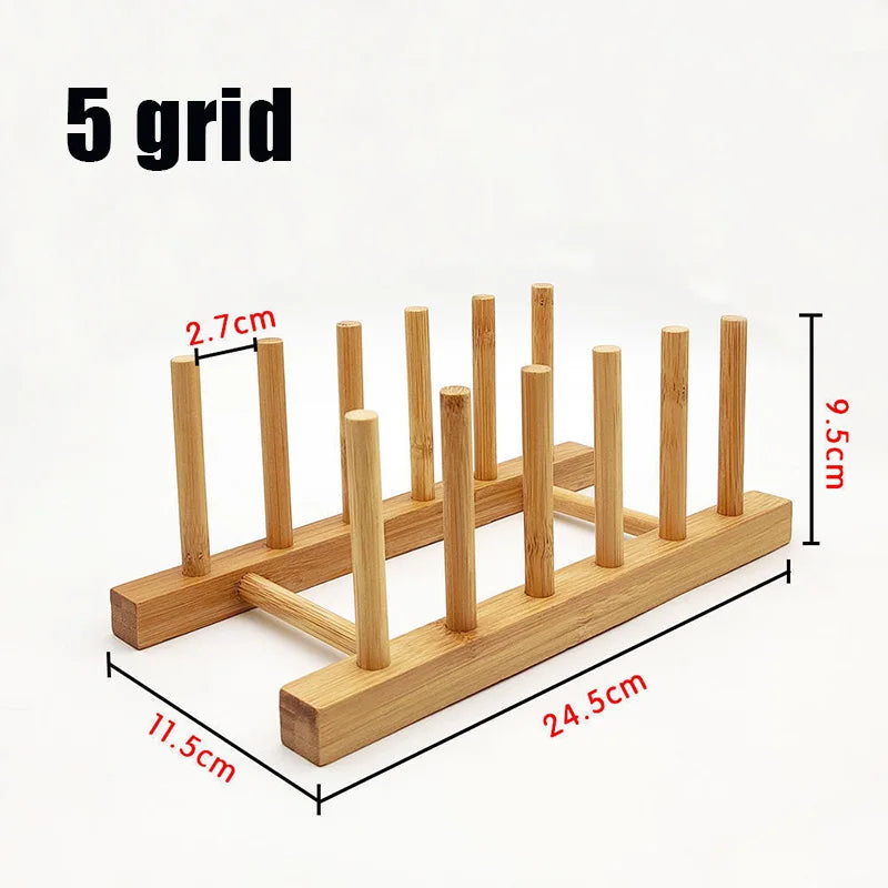 Wooden Plate and Lid Rack Kitchen Organizer