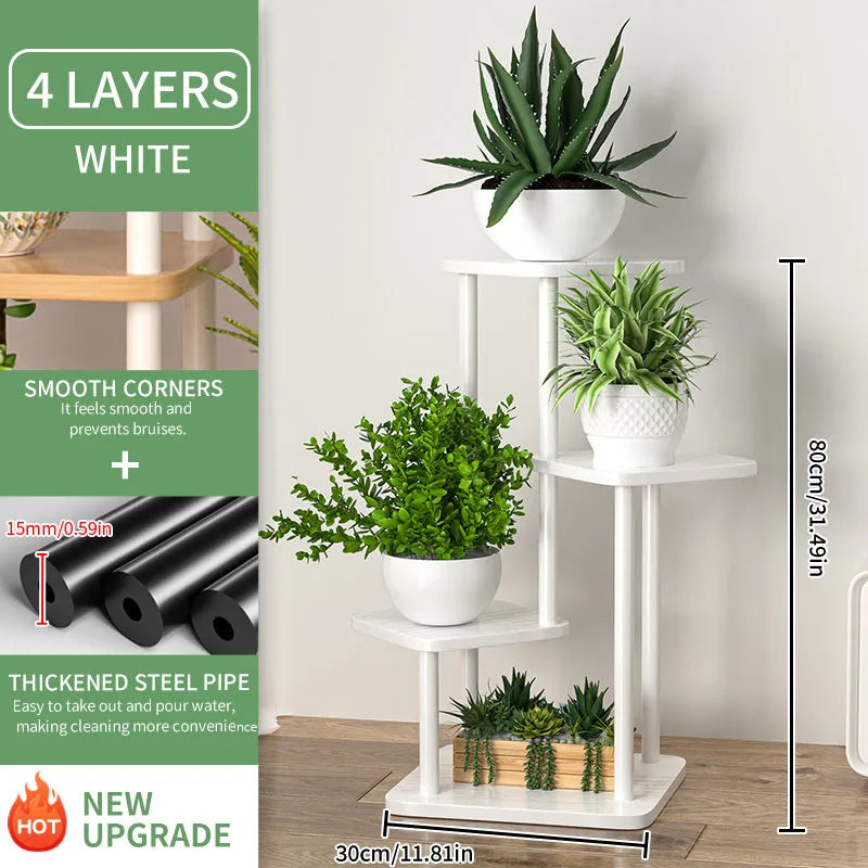 Multi-Tier Wooden Plant Stand for Indoor Plants, 4/5/6 Shelf Levels