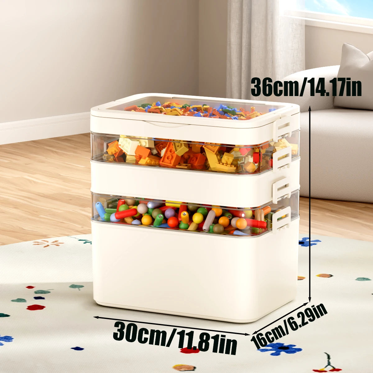 Stackable Multi-Layer Storage Box with Handle for Toys & Home Organization