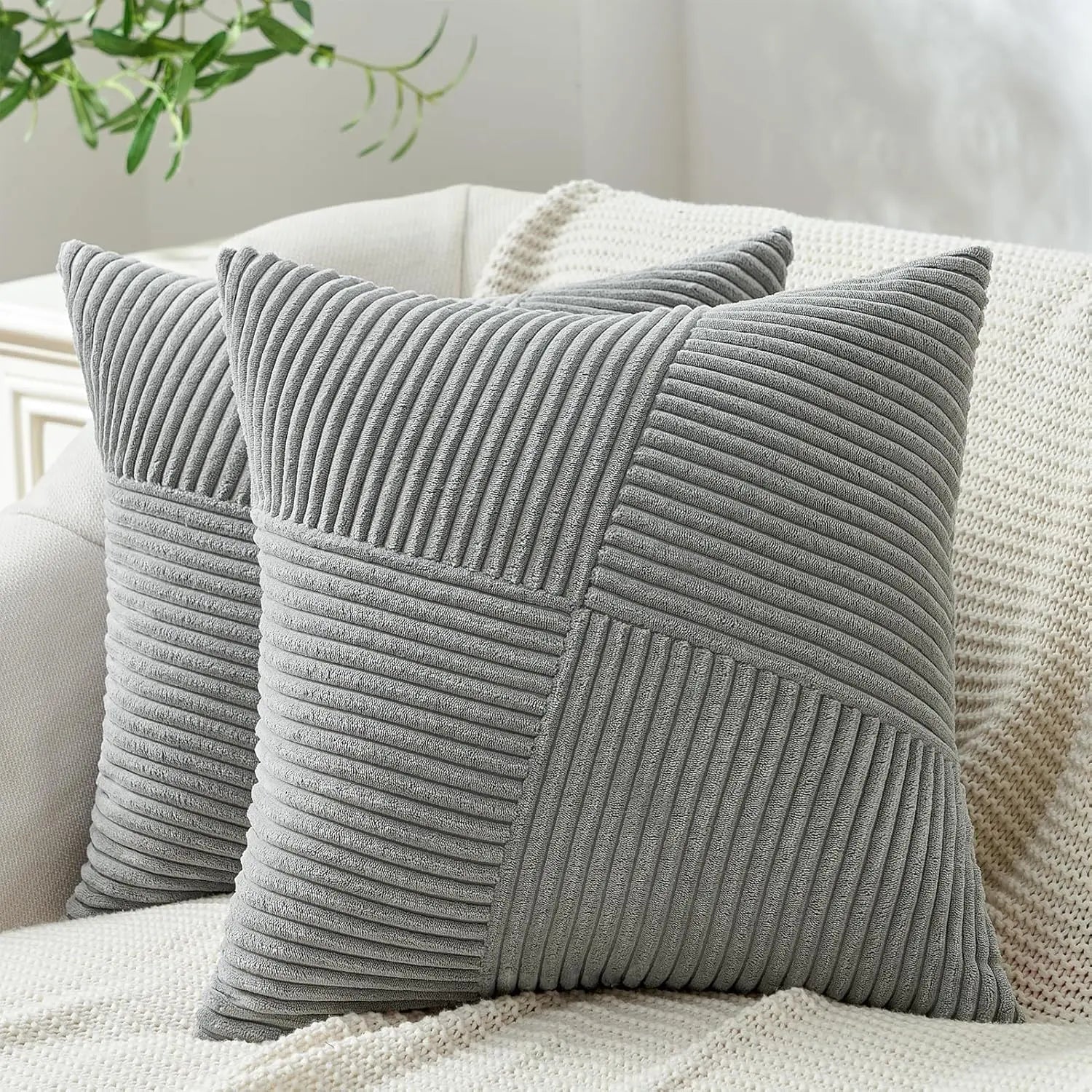 Marlow Corduroy Textured Throw Pillow Cover, 45x45cm