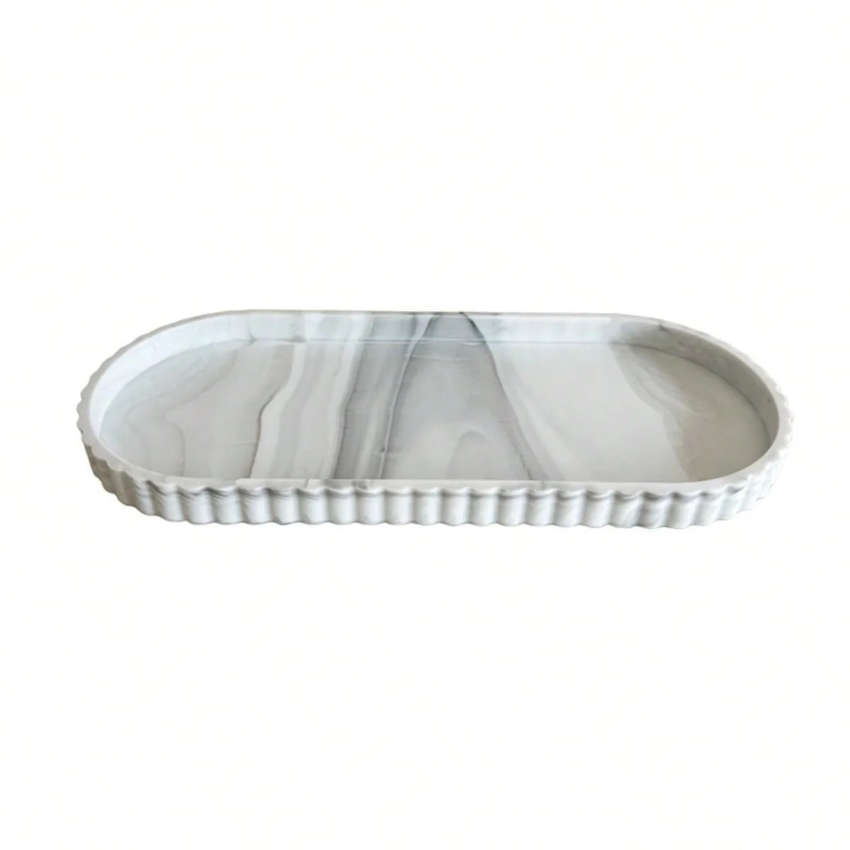 Scalloped Edge Silicone Vanity Tray for Bathroom & Countertop Organization