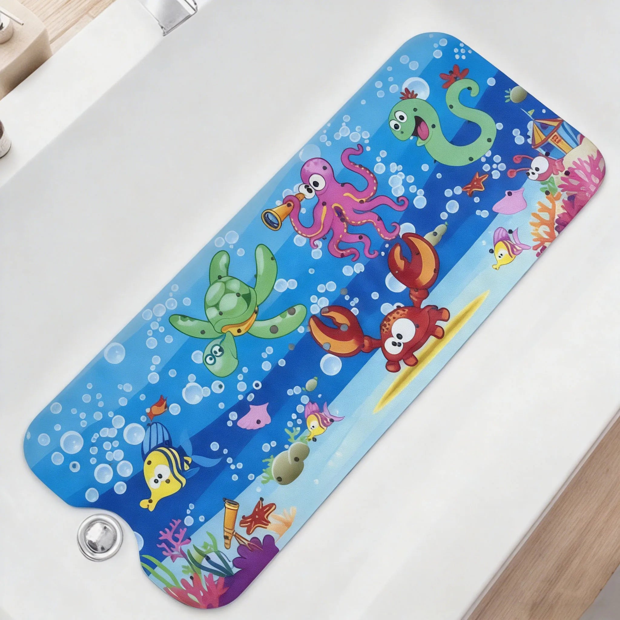 Extra-Long Non-Slip Bath Mat for Kids & Toddlers — 40x100cm, Suction Cups