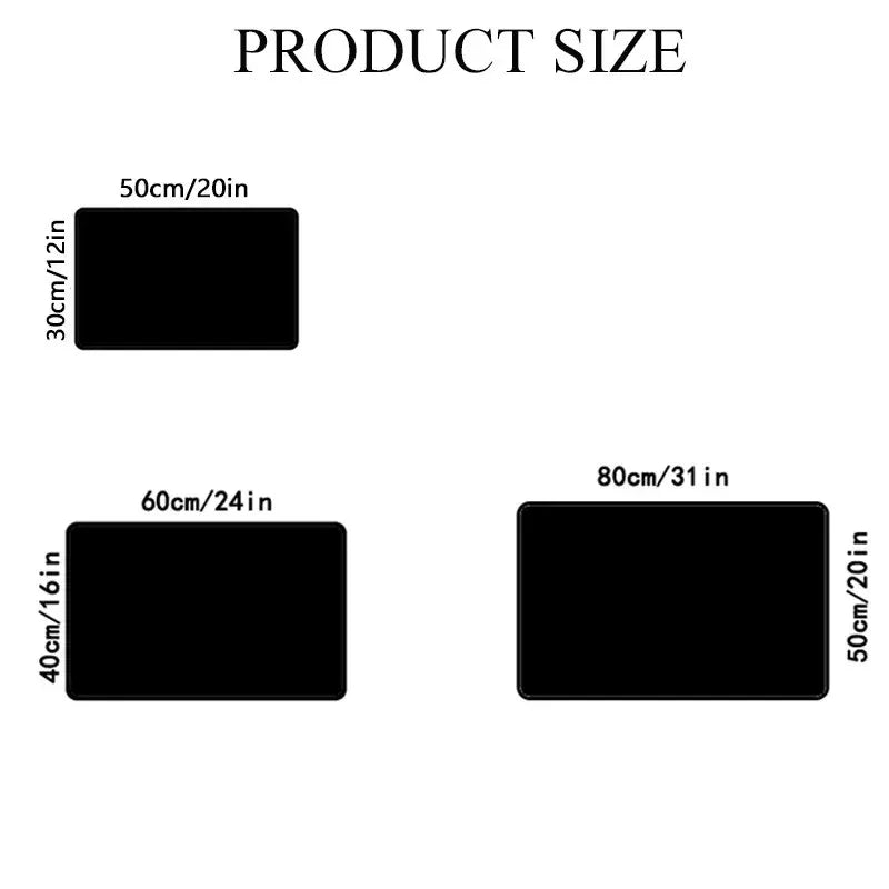 Size chart for rectangular cat doormat showing four available size options