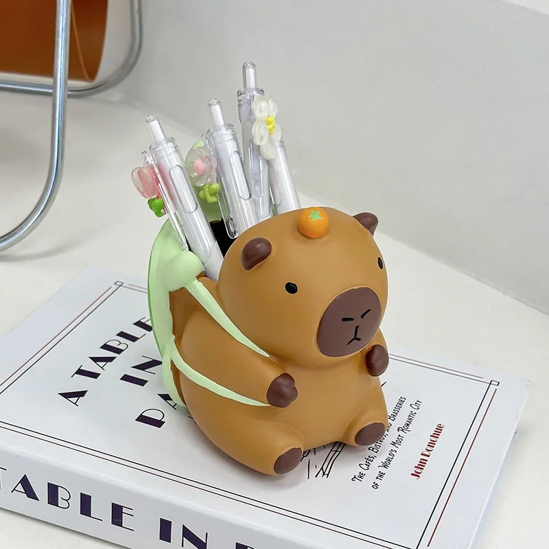 Capybara Turtle Backpack Pen Holder Desk Organizer – Chocolate