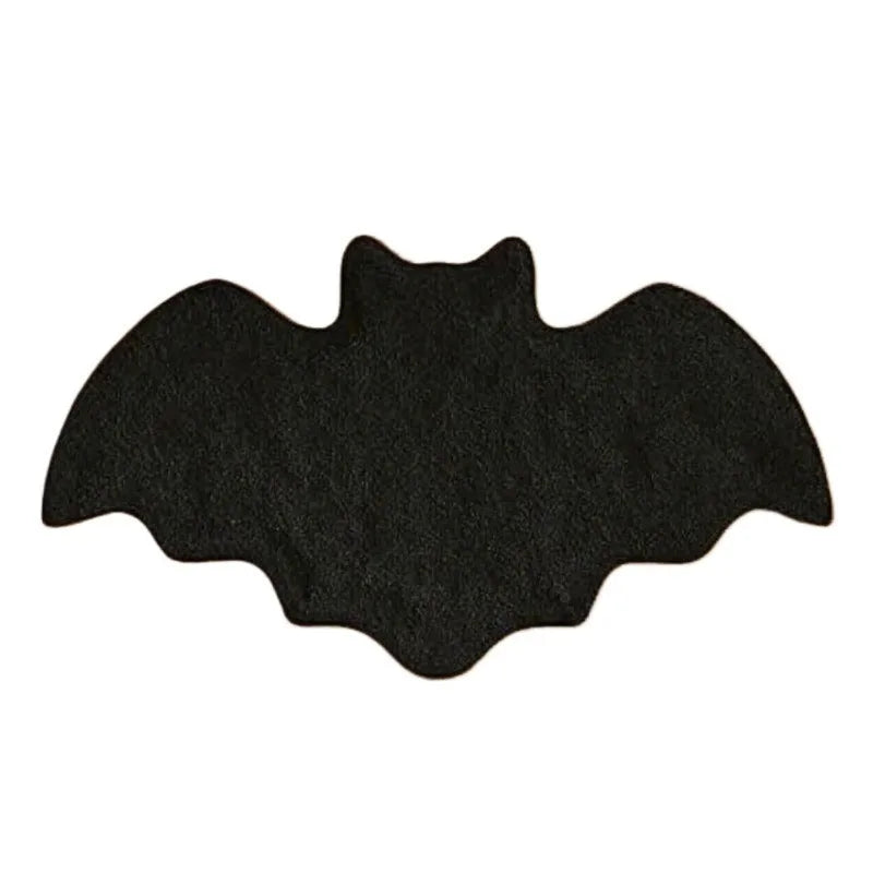 Bat & Spider Web Shaped Suede Bath Mat – Black Halloween Non-Slip Rug for Bathroom or Entryway
