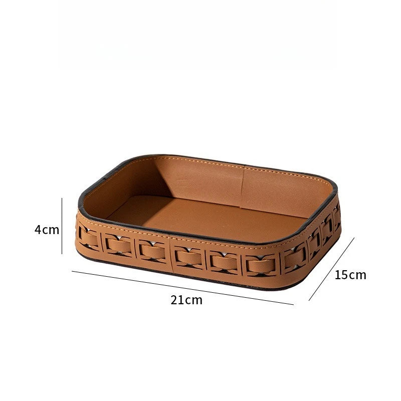 Sable Rectangular Leather Vanity Tray