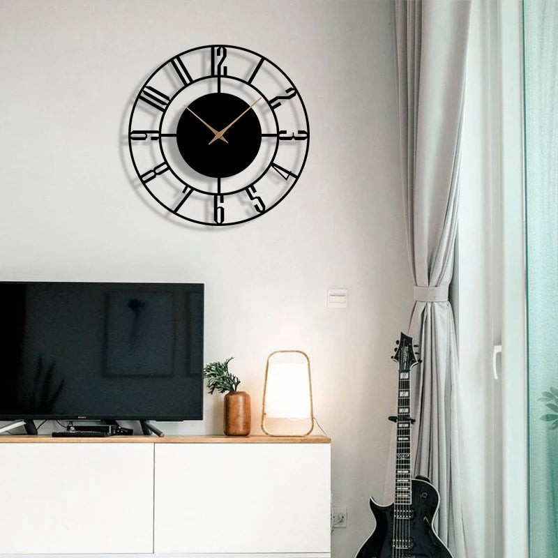 Riven Minimalist Black Wall Clock, 12-Inch Acrylic