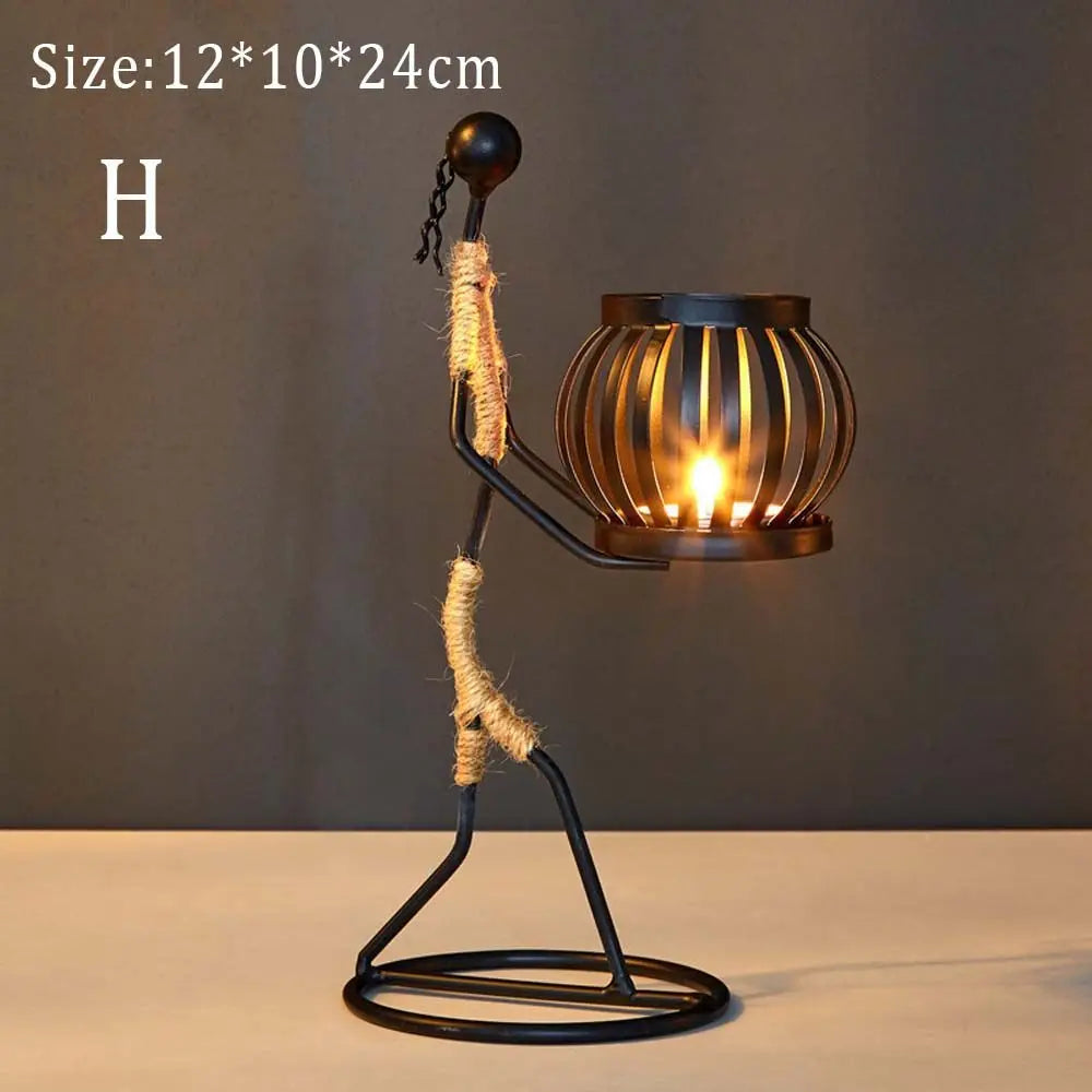 Nadira Abstract Character Metal Candle Holder for Living Room & Tabletop Decor