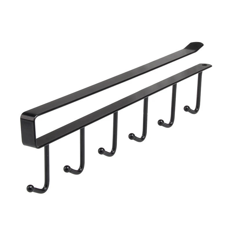Under-Cabinet 6-Hook Hanging Rack for Kitchen and Pantry Organization