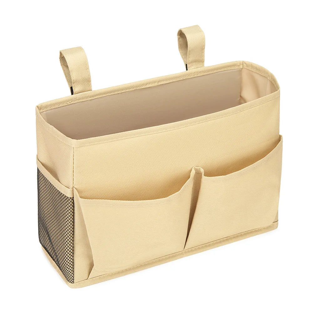 Oxford Bedside Caddy Organizer with Hooks and Mesh Pockets
