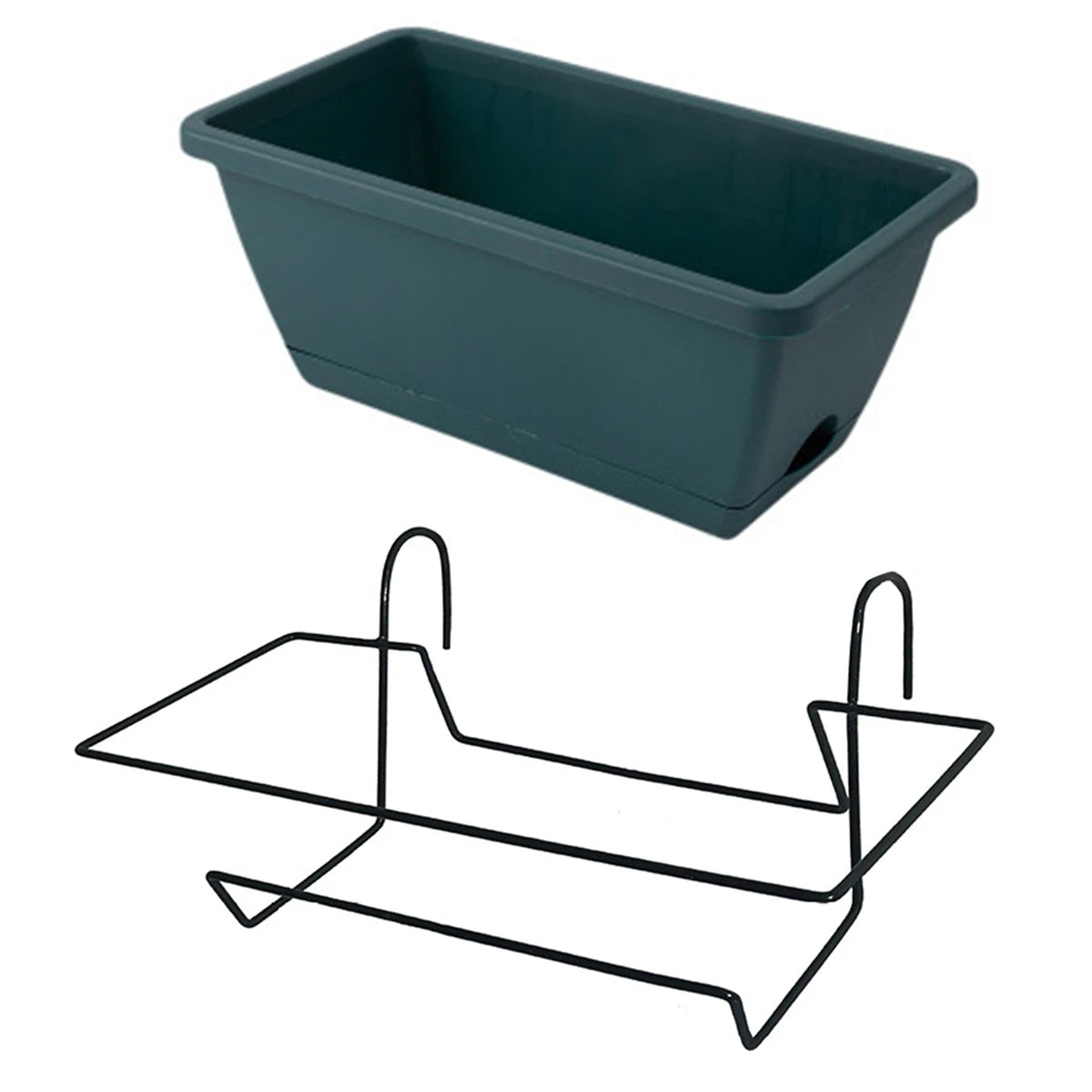 Rectangular Railing Planter with Drainage Tray for Balconies & Patios