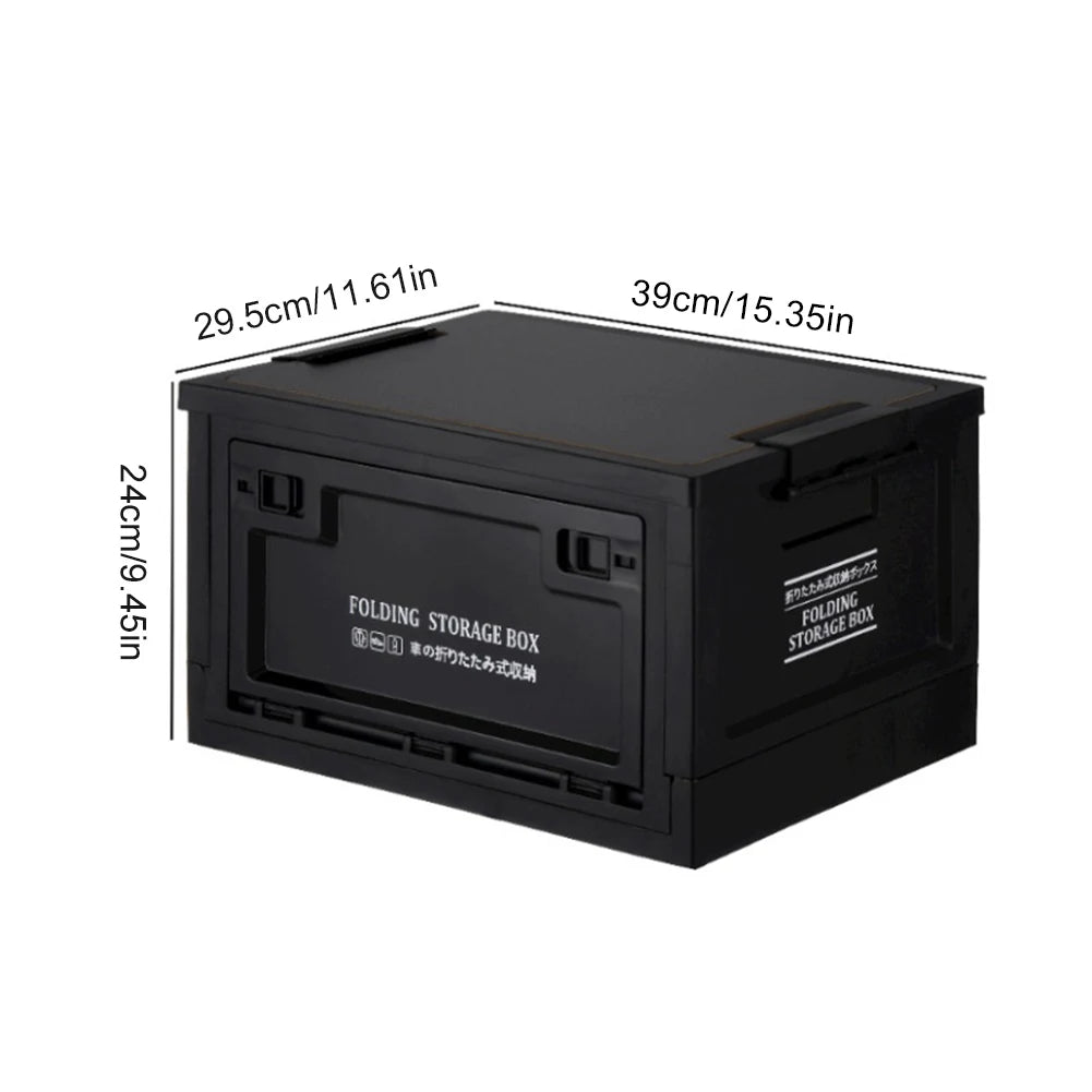 Collapsible Storage Bin with Side Open Doors & Wooden Lid – 20L/30L