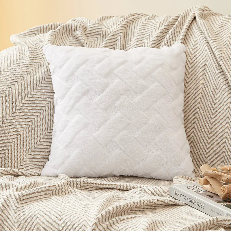 Woven Plush Throw Pillow Cover – Square & Lumbar, Soft Solid Colors