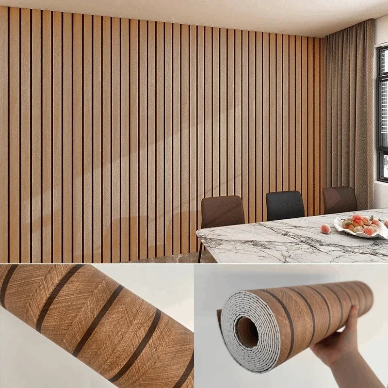 Willow Slat Self-Adhesive Wood Grain Wall Panel Roll for Bedroom & Living Room Accent
