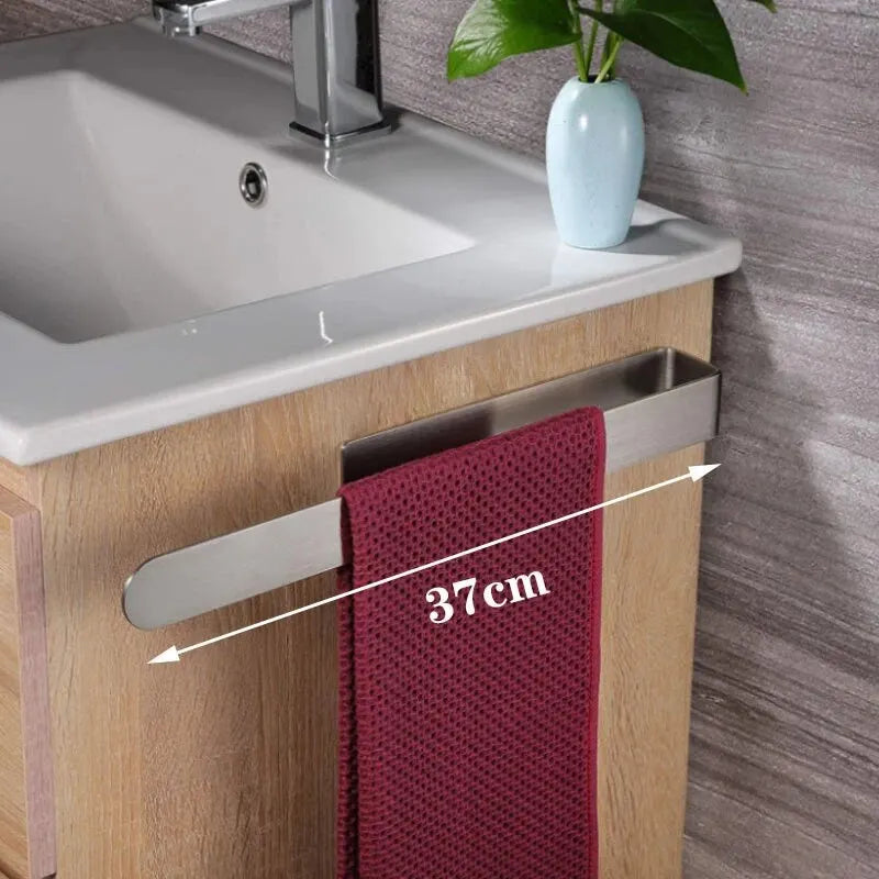 Self-Adhesive Stainless Steel Towel Rack for Bathroom & Kitchen
