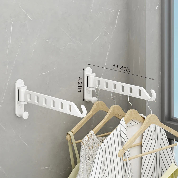 Wall-Mounted Foldable Clothes Drying Rack with 6 Holes for Laundry Room or Closet – Aluminum, Swing Arm, Black, White, or Grey