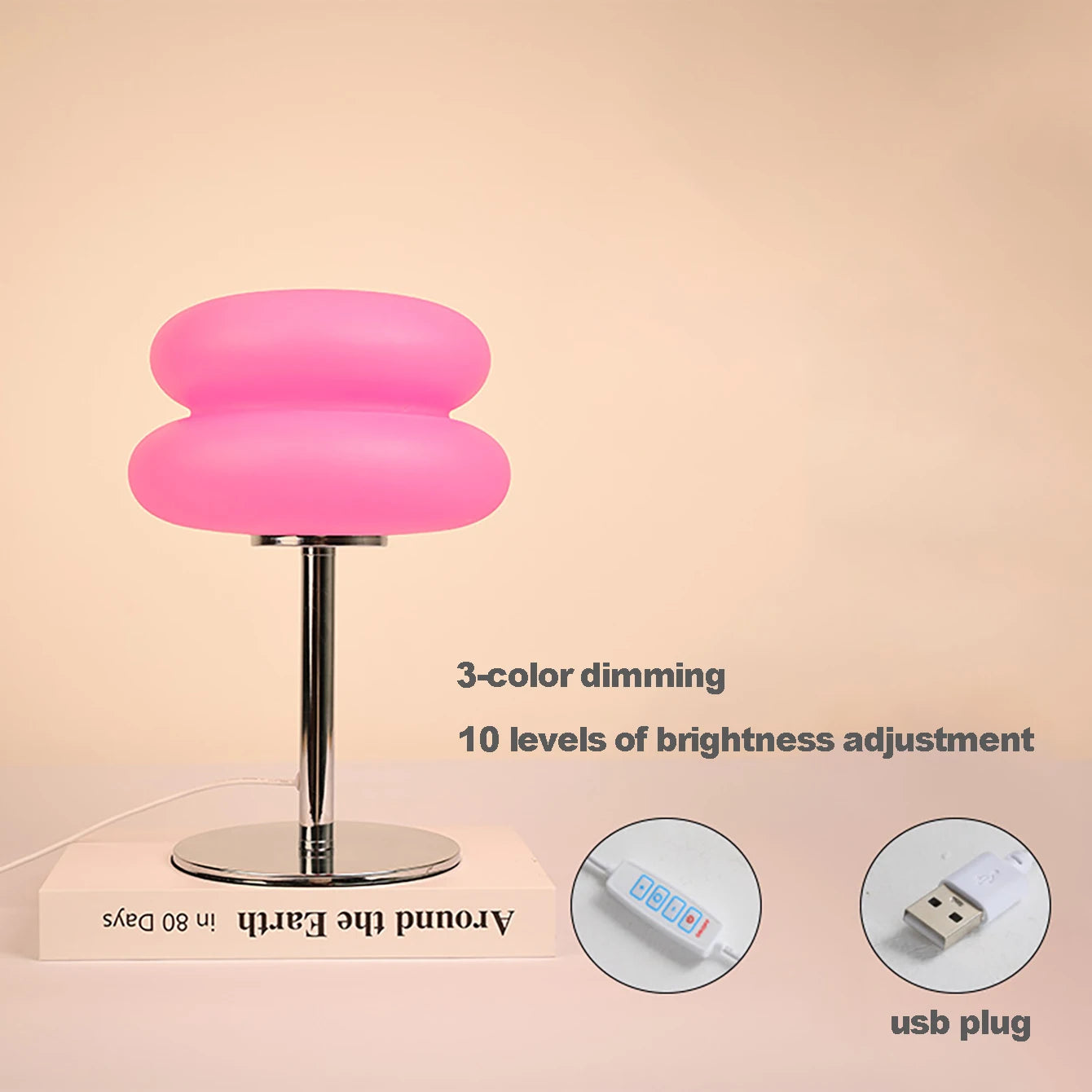 Cloud-Like Bedside Table Lamp with USB and Adjustable Light