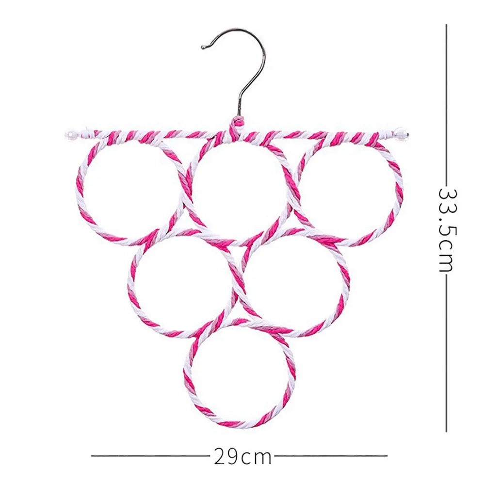 Multi-Ring Rattan Weave Scarf & Accessory Hanger for Closet Organization – 6 to 28 Loops