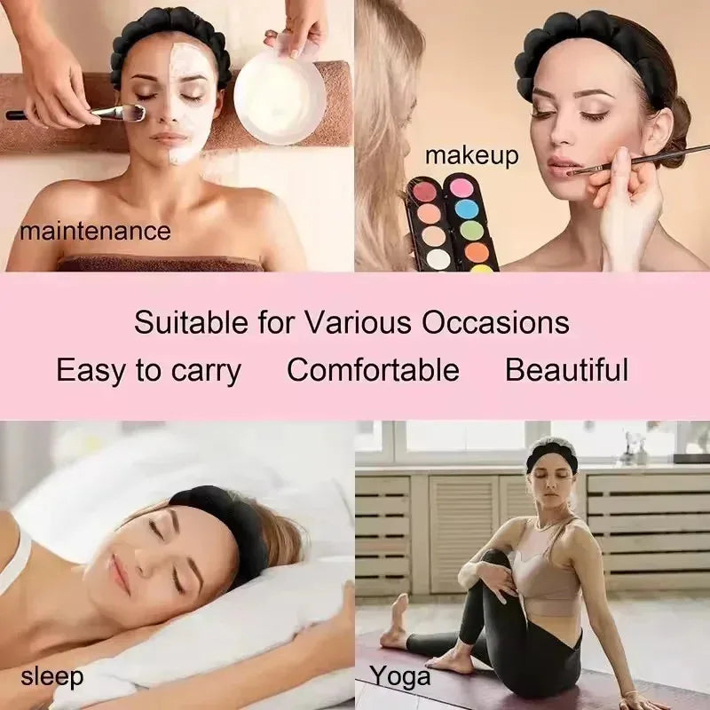 Soft Spa Headband & Wrist Strap Set – 3-Pack for Makeup and Bath
