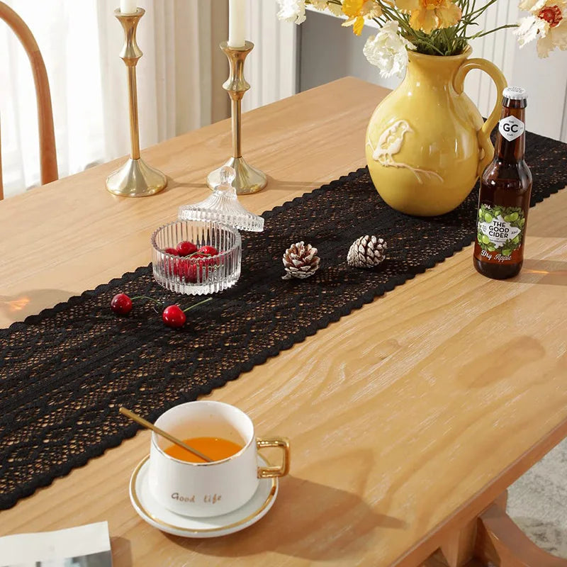 Aster Crochet Lace Table Runner with Tassels