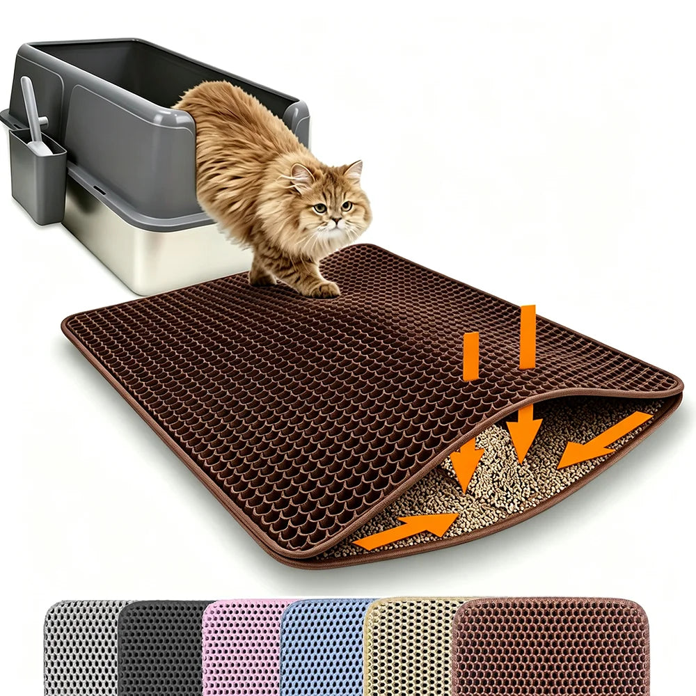 Double-Layer Cat Litter Mat for Easy Floor Cleanup