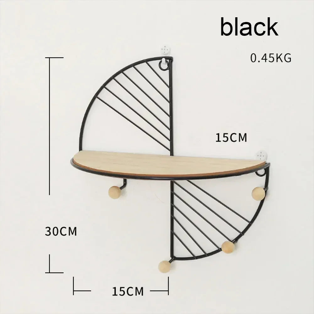 Harbor Semi-Circle Wall Shelf with Hooks