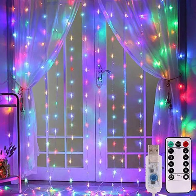 USB Curtain Fairy String Lights with Remote – 8 Modes, Multiple Colors & Sizes for Bedroom or Window Decor